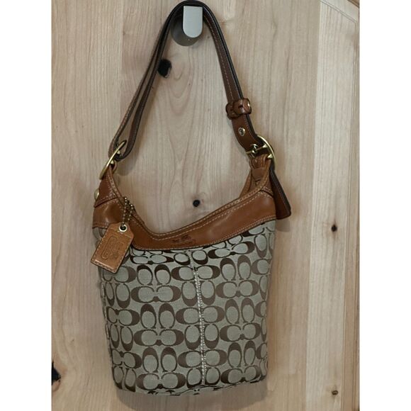 Coach Slim Bleecker Signature Cognac Brown Leather Satchel - Picture 1 of 9